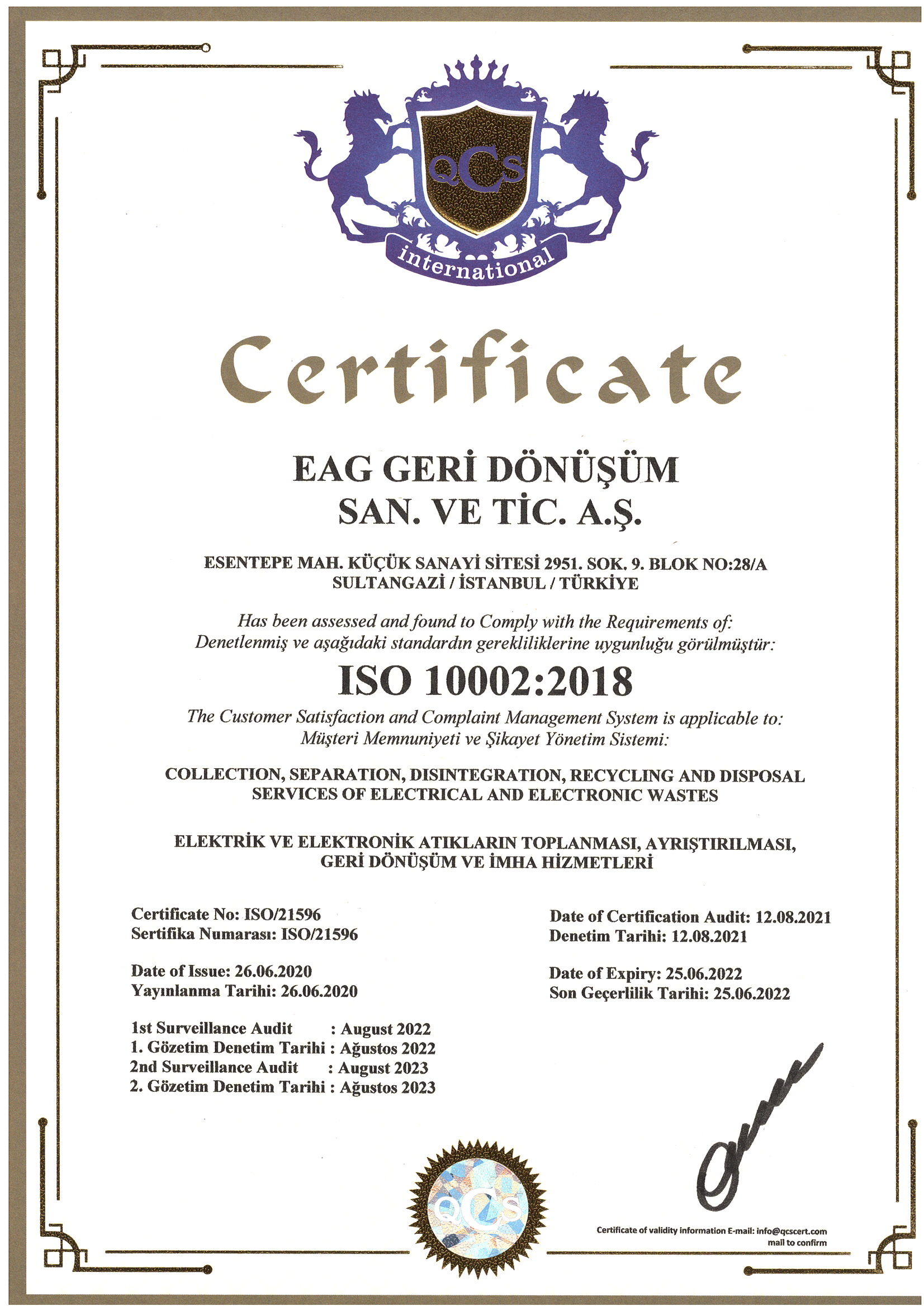 ISO 10002 | EAG Geri Dönüşüm