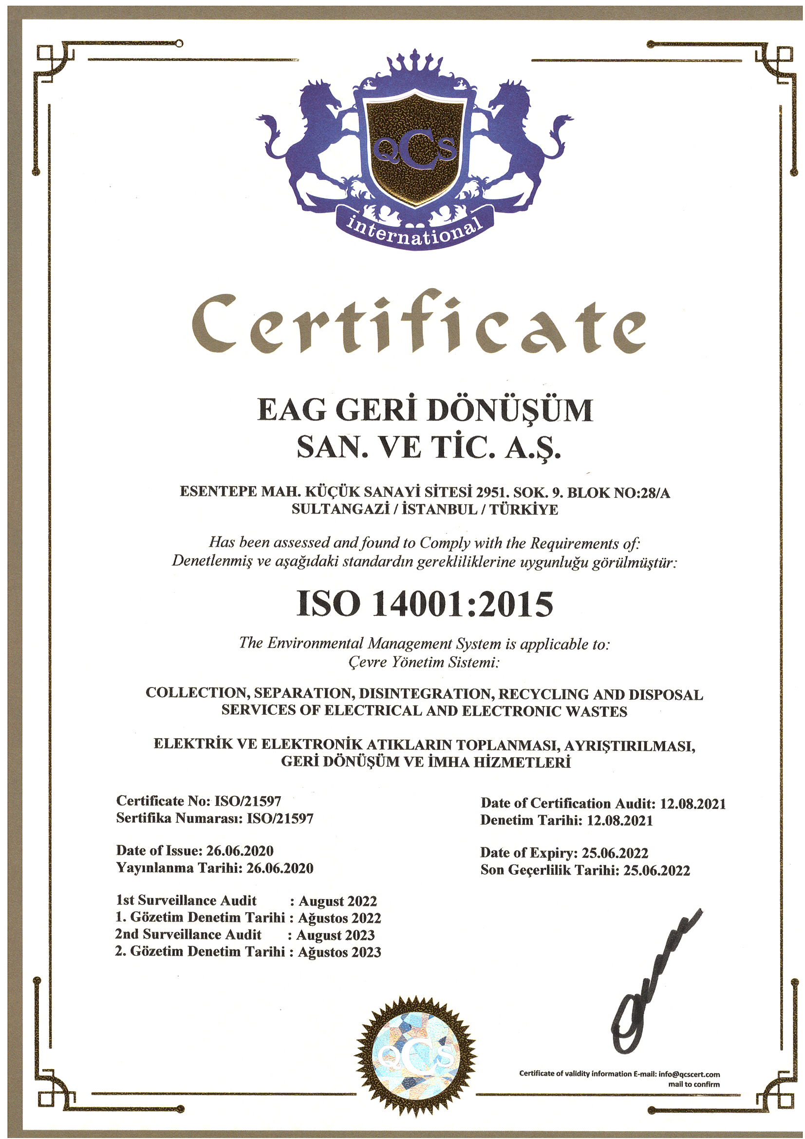 ISO 14001 |EAG Geri Dönüşüm